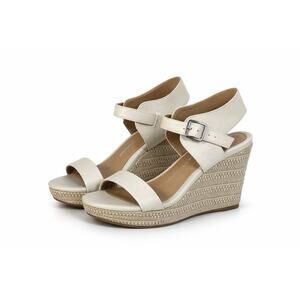 Report Wedge Sandals Womens 8.5 Ivory Ankle Strap Espadrille Platform Summer